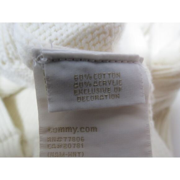 Tommy Hilfiger Size Medium Cream Cable Knit Snap Up Cardigan w/ Collar - Picture 9 of 10